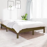 NNEVL Bed Frame Honey Brown 153x203 cm Solid Wood Pine Queen Size