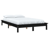 NNEVL Bed Frame Black 153x203 cm Solid Wood Pine Queen Size