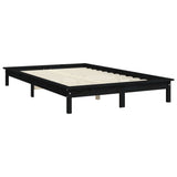 NNEVL Bed Frame Black 153x203 cm Solid Wood Pine Queen Size