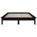 NNEVL Bed Frame Black 153x203 cm Solid Wood Pine Queen Size
