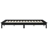 NNEVL Bed Frame Black 153x203 cm Solid Wood Pine Queen Size