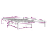 NNEVL Bed Frame Black 153x203 cm Solid Wood Pine Queen Size