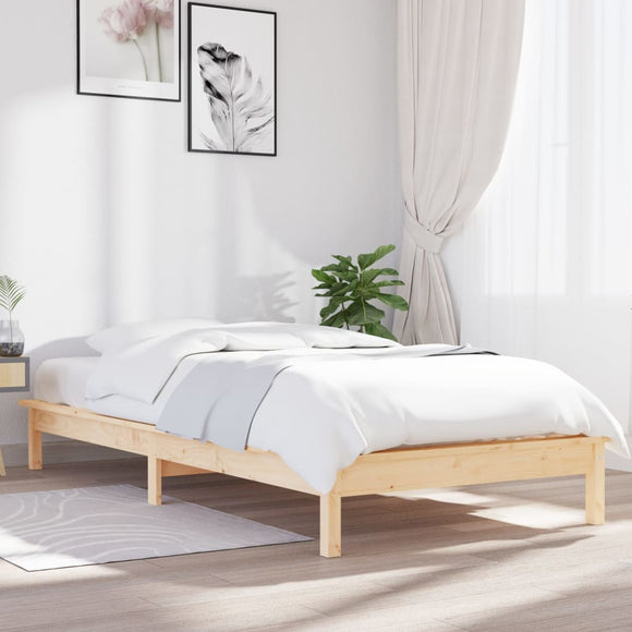 NNEVL Bed Frame 92x187 cm Solid Wood Pine Single Bed Size