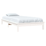 NNEVL Bed Frame White 92x187 cm Solid Wood Pine Single Bed Size