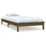 NNEVL Bed Frame Honey Brown 92x187 cm Solid Wood Pine Single Bed Size