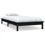 NNEVL Bed Frame Black 92x187 cm Solid Wood Pine Single Bed Size