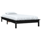 NNEVL Bed Frame Black 92x187 cm Solid Wood Pine Single Bed Size