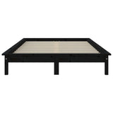 NNEVL Bed Frame Black 137x187 cm Solid Wood Pine Double Size
