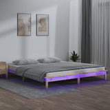 NNEVL LED Bed Frame 153x203 cm Queen Size Solid Wood