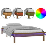 NNEVL LED Bed Frame Honey Brown 92x187 cm Single Bed Size Solid Wood