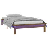 NNEVL LED Bed Frame Honey Brown 92x187 cm Single Bed Size Solid Wood