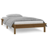 NNEVL LED Bed Frame Honey Brown 92x187 cm Single Bed Size Solid Wood