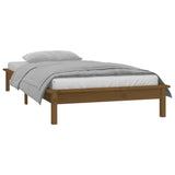 NNEVL LED Bed Frame Honey Brown 92x187 cm Single Bed Size Solid Wood