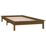 NNEVL LED Bed Frame Honey Brown 92x187 cm Single Bed Size Solid Wood