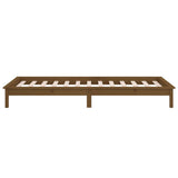 NNEVL LED Bed Frame Honey Brown 92x187 cm Single Bed Size Solid Wood