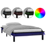 NNEVL LED Bed Frame Black 92x187 cm Single Bed Size Solid Wood