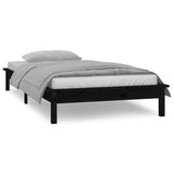 NNEVL LED Bed Frame Black 92x187 cm Single Bed Size Solid Wood