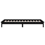 NNEVL LED Bed Frame Black 92x187 cm Single Bed Size Solid Wood