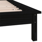 NNEVL LED Bed Frame Black 92x187 cm Single Bed Size Solid Wood