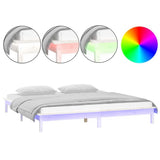 NNEVL LED Bed Frame White 137x187 cm Double Size Solid Wood