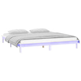 NNEVL LED Bed Frame White 137x187 cm Double Size Solid Wood