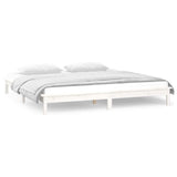 NNEVL LED Bed Frame White 137x187 cm Double Size Solid Wood