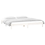 NNEVL LED Bed Frame White 137x187 cm Double Size Solid Wood