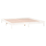 NNEVL LED Bed Frame White 137x187 cm Double Size Solid Wood