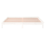NNEVL LED Bed Frame White 137x187 cm Double Size Solid Wood