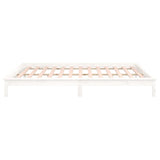NNEVL LED Bed Frame White 137x187 cm Double Size Solid Wood
