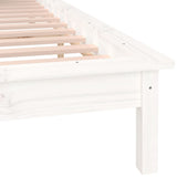 NNEVL LED Bed Frame White 137x187 cm Double Size Solid Wood