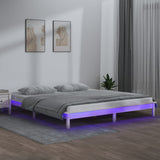 NNEVL LED Bed Frame White 137x187 cm Double Size Solid Wood