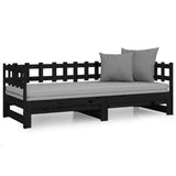 NNEVL Pull-out Day Bed Black 2x(90x190) cm Solid Wood Pine