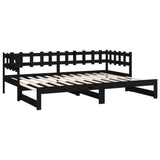 NNEVL Pull-out Day Bed Black 2x(90x190) cm Solid Wood Pine