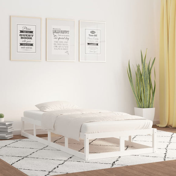 NNEVL Bed Frame White 100x200 cm Solid Wood