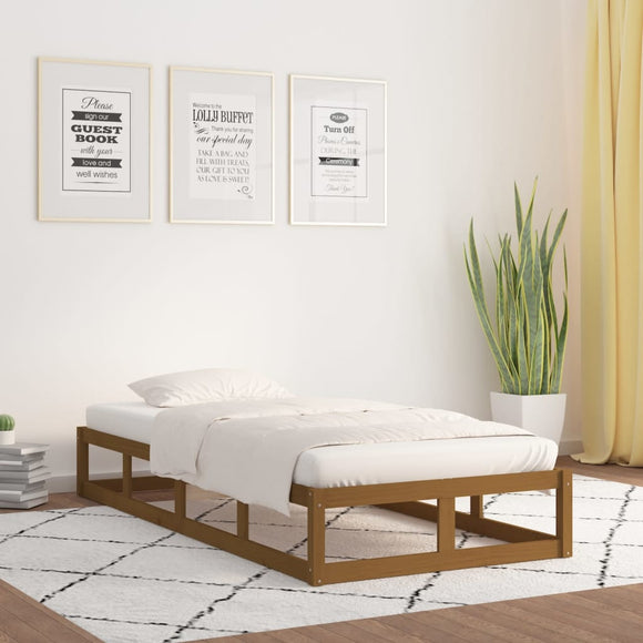 NNEVL Bed Frame Honey Brown 100x200 cm Solid Wood