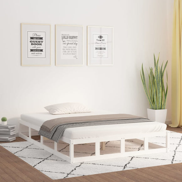NNEVL Bed Frame White 140x200 cm Solid Wood