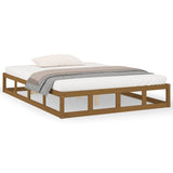 NNEVL Bed Frame Honey Brown 137x187 cm Double Size Solid Wood
