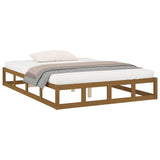 NNEVL Bed Frame Honey Brown 137x187 cm Double Size Solid Wood