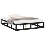 NNEVL Bed Frame Black 137x187 cm Double Size Solid Wood
