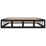 NNEVL Bed Frame Black 137x187 cm Double Size Solid Wood