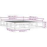 NNEVL Bed Frame Black 137x187 cm Double Size Solid Wood