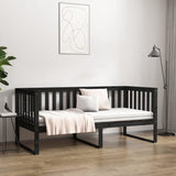 NNEVL Day Bed Black 90x190 cm Solid Wood Pine