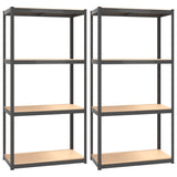 NNEVL 4-Layer Shelves 2 pcs Anthracite Steel and Engineered Wood