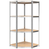NNEVL 4-Layer Corner Shelf Silver Steel and Engineered Wood