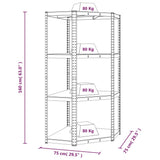 NNEVL 4-Layer Corner Shelf Silver Steel and Engineered Wood