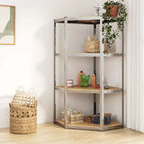 NNEVL 4-Layer Corner Shelf Silver Steel and Engineered Wood