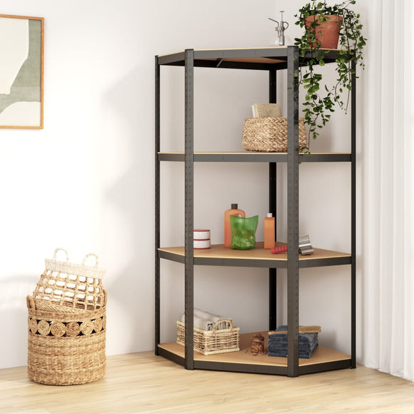 NNEVL 4-Layer Corner Shelf Anthracite Steel and Engineered Wood