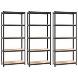 NNEVL 5-Layer Shelves 3 pcs Anthracite Steel and Engineered Wood