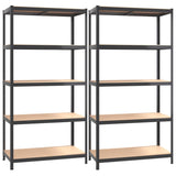 NNEVL 5-Layer Shelves 2 pcs Anthracite Steel and Engineered Wood
